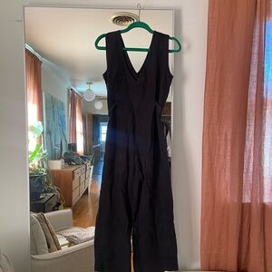 Elizabeth Suzann Black Sleeveless Jumpsuit, linen
